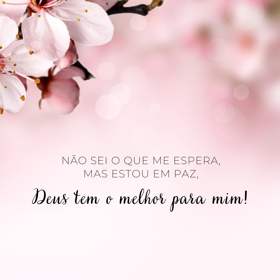 Não sei o que me espera, mas estou em paz, Deus tem o melhor para mim!