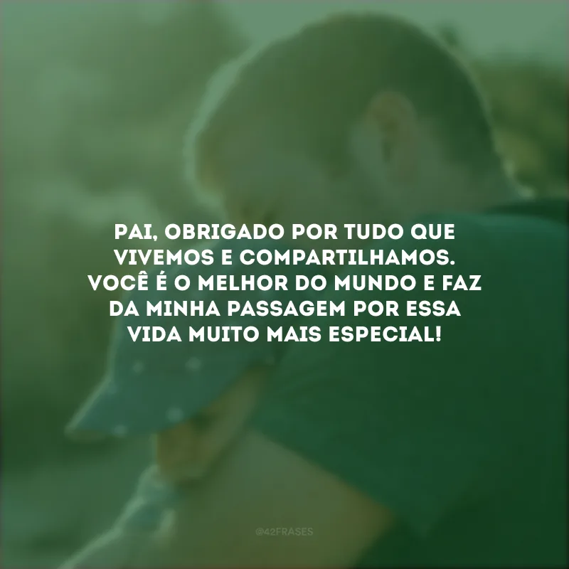 Pai, obrigado por tudo que vivemos e compartilhamos. Você é o melhor do mundo e faz da minha passagem por essa vida muito mais especial!