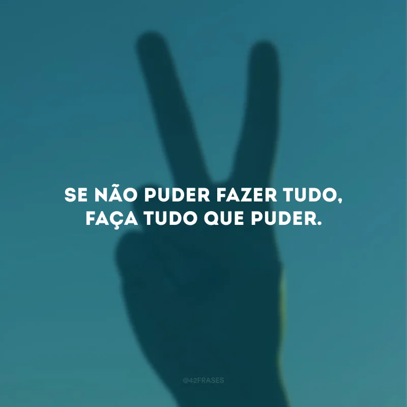 Se não puder fazer tudo, faça tudo que puder.