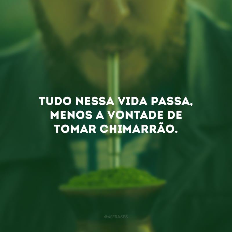 Tudo nessa vida passa, menos a vontade de tomar chimarrão.