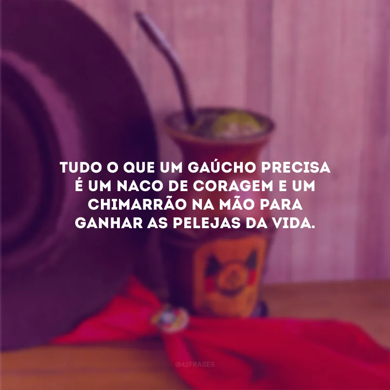 Tudo o que um gaúcho precisa é um naco de coragem e um chimarrão na mão para ganhar as pelejas da vida.