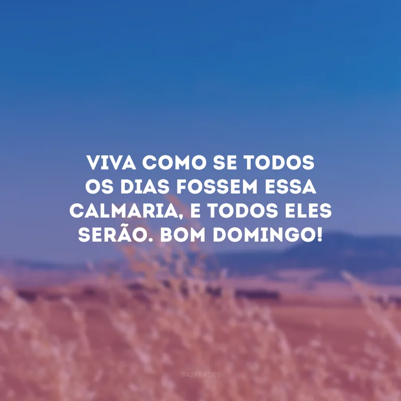 Viva como se todos os dias fossem essa calmaria, e todos eles serão. Bom domingo!
