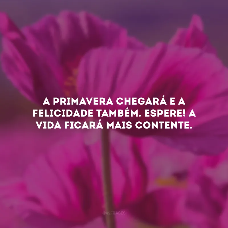A primavera chegará e a felicidade também. Espere! A vida ficará mais contente.