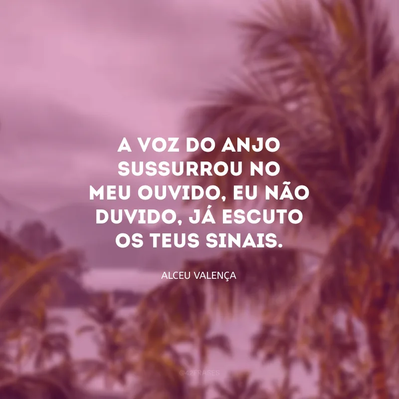 A voz do anjo sussurrou no meu ouvido, eu não duvido, já escuto os teus sinais. 