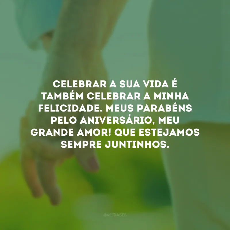 Celebrar a sua vida é também celebrar a minha felicidade. Meus parabéns pelo aniversário, meu grande amor! Que estejamos sempre juntinhos.