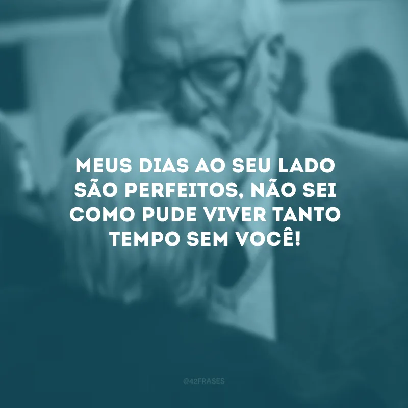 Meus dias ao seu lado são perfeitos, não sei como pude viver tanto tempo sem você!