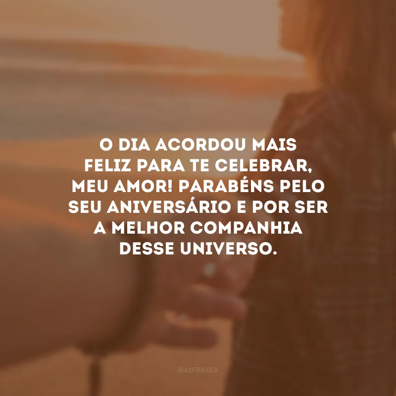 O dia acordou mais feliz para te celebrar, meu amor! Parabéns pelo seu aniversário e por ser a melhor companhia desse universo.