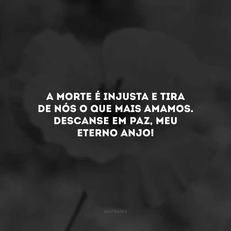 A morte é injusta e tira de nós o que mais amamos. Descanse em paz, meu eterno anjo! 