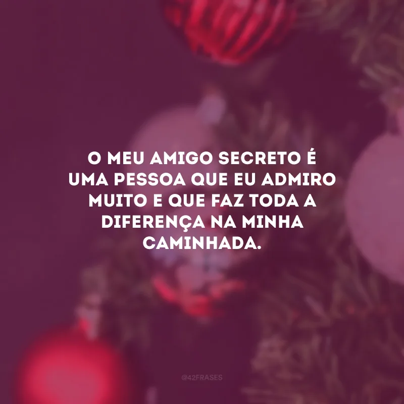 O meu amigo secreto é uma pessoa que eu admiro muito e que faz toda a diferença na minha caminhada.