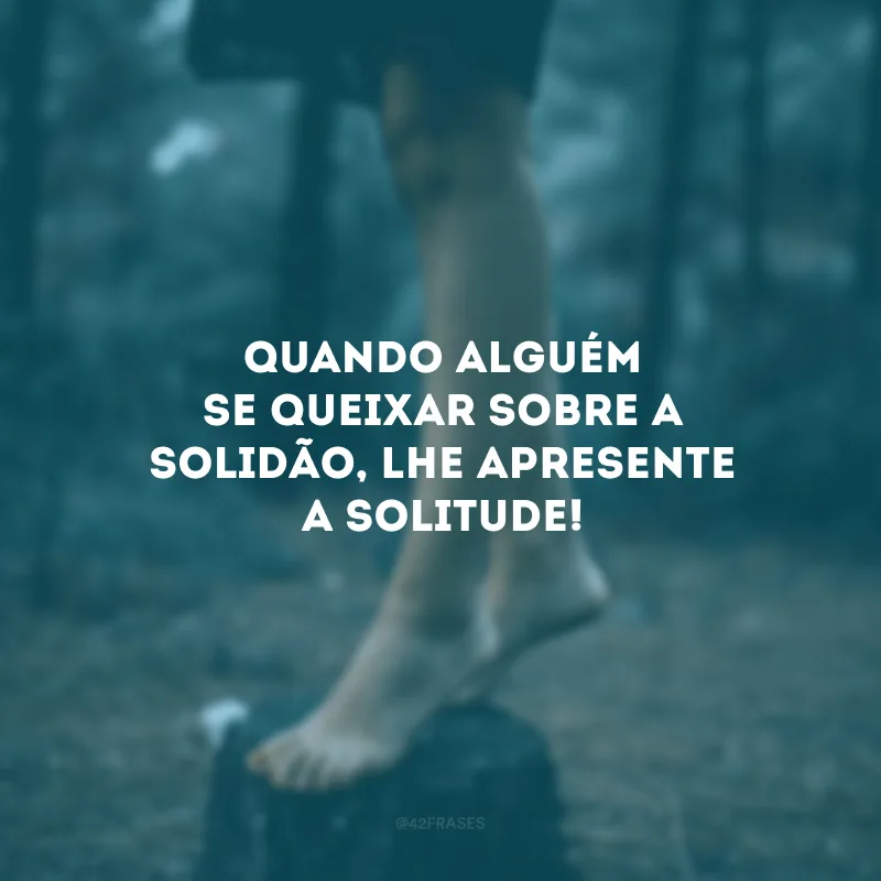 Quando alguém se queixar sobre a solidão, lhe apresente a solitude! 