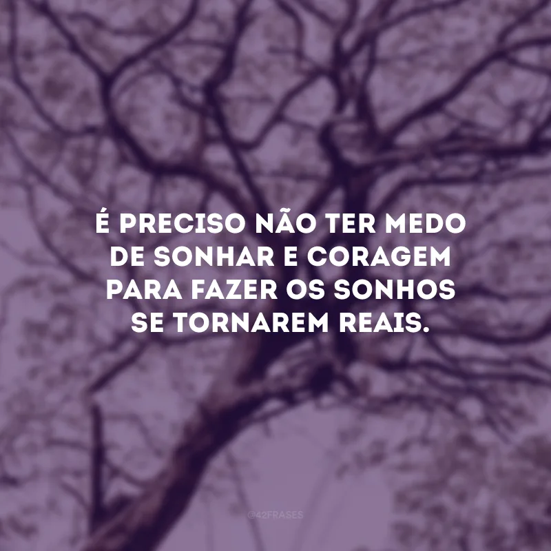 É preciso não ter medo de sonhar e coragem para fazer os sonhos se tornarem reais.