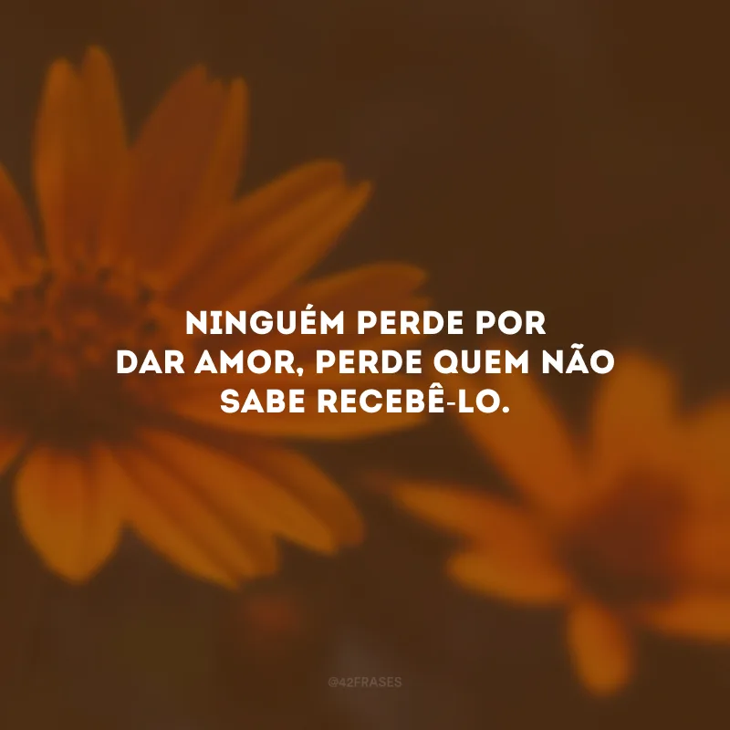 Ninguém perde por dar amor, perde quem não sabe recebê-lo.