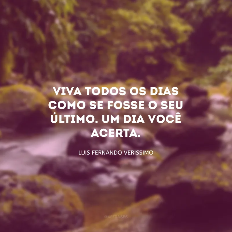 Viva todos os dias como se fosse o seu último. Um dia você acerta. 