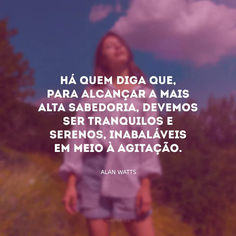 Há quem diga que, para alcançar a mais alta sabedoria, devemos ser tranquilos e serenos, inabaláveis em meio à agitação. 