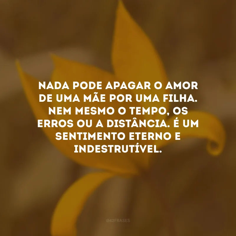 Nada pode apagar o amor de uma mãe por uma filha. Nem mesmo o tempo, os erros ou a distância. É um sentimento eterno e indestrutível. 