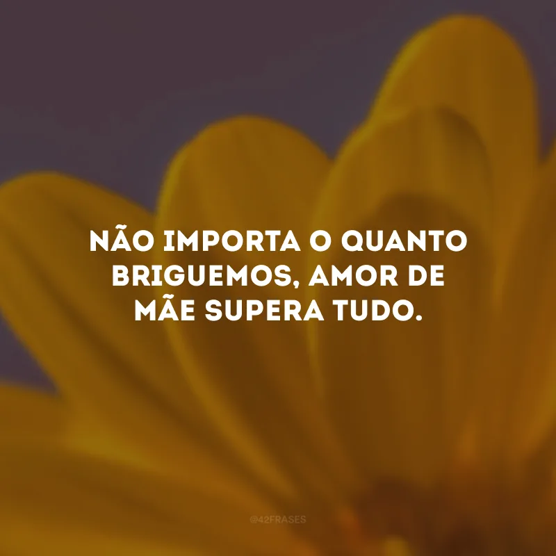 Não importa o quanto briguemos, amor de mãe supera tudo.