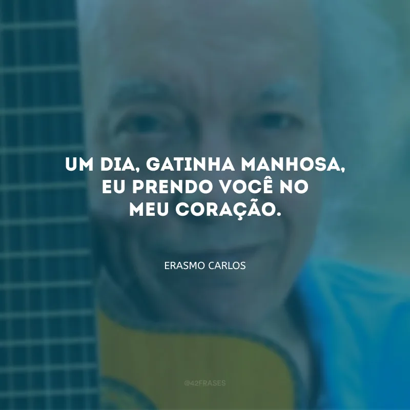 Um dia, gatinha manhosa, eu prendo você no meu coração. 