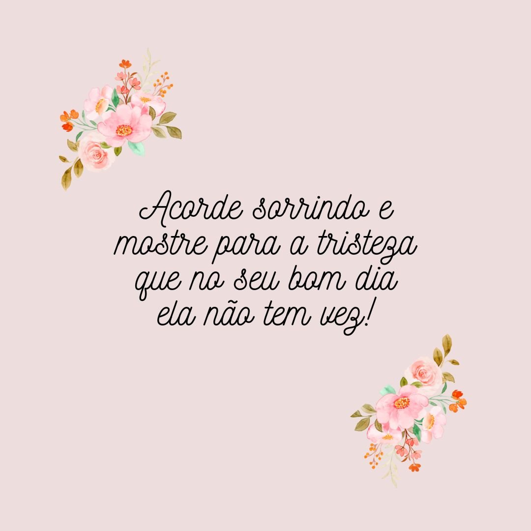 Acorde sorrindo e mostre para a tristeza que no seu bom dia ela não tem vez!