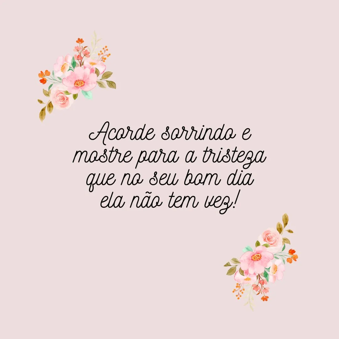 Acorde sorrindo e mostre para a tristeza que no seu bom dia ela não tem vez!