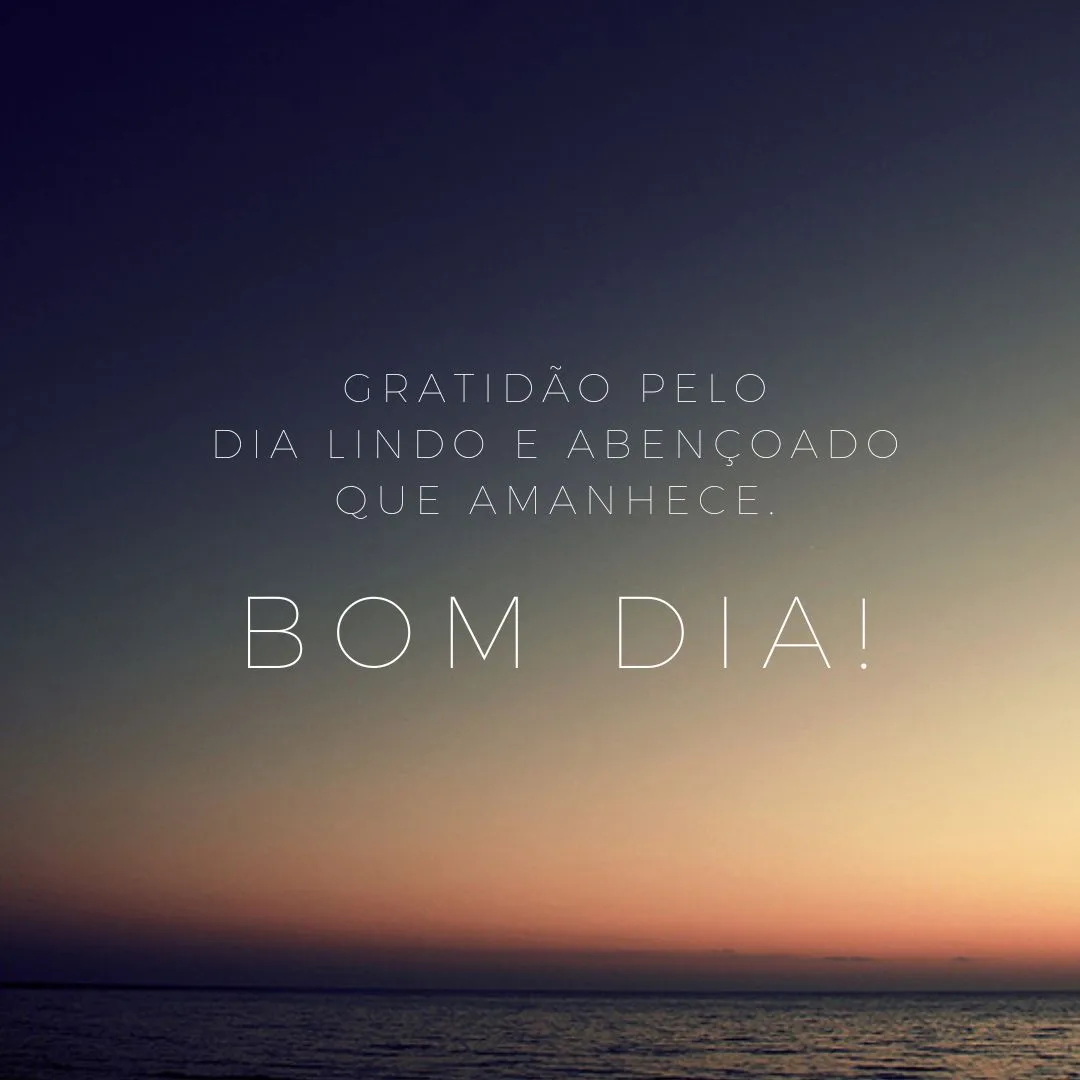Gratidão pelo dia lindo e abençoado que amanhece. Bom dia!