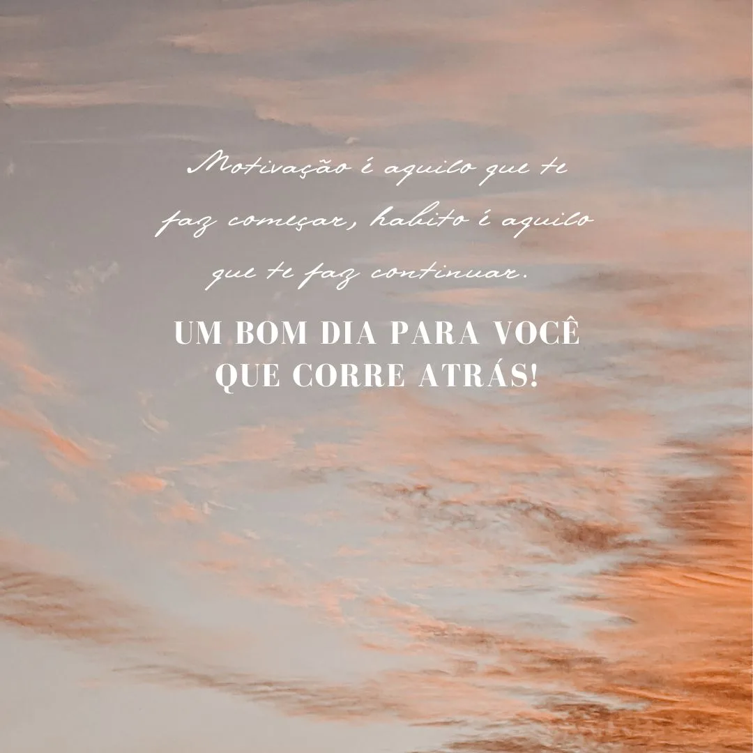 Motivação é aquilo que te faz começar, habito é aquilo que te faz continuar. Um bom dia para você que corre atrás!