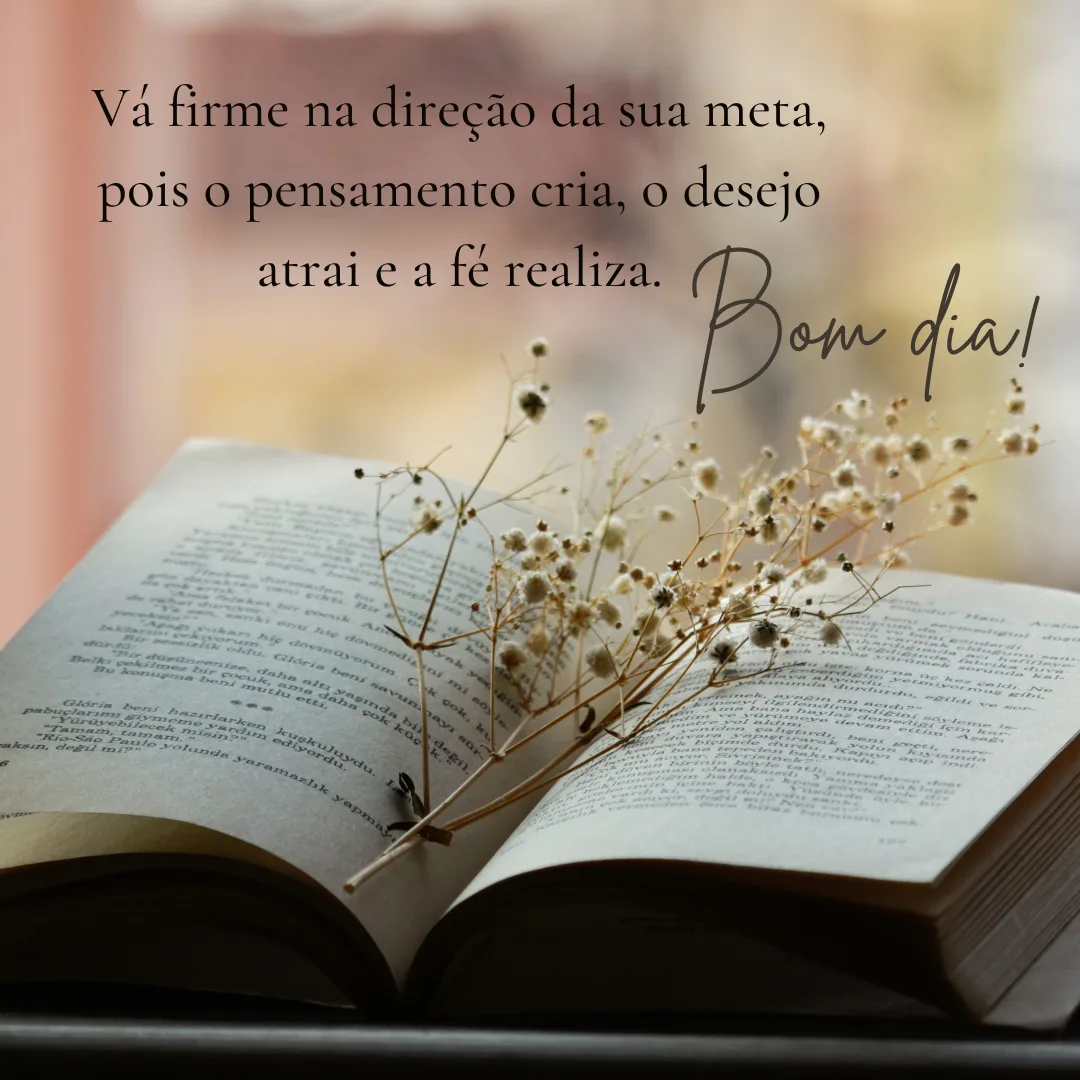 Vá firme na direção da sua meta, pois o pensamento cria, o desejo atrai e a fé realiza. Bom dia!