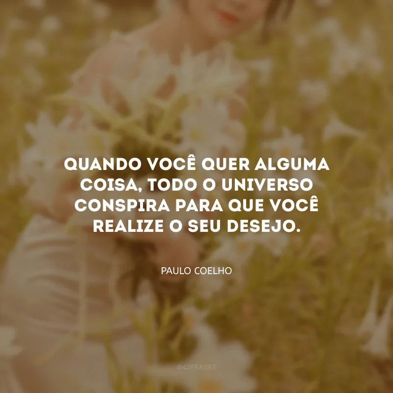 Quando você quer alguma coisa, todo o universo conspira para que você realize o seu desejo.