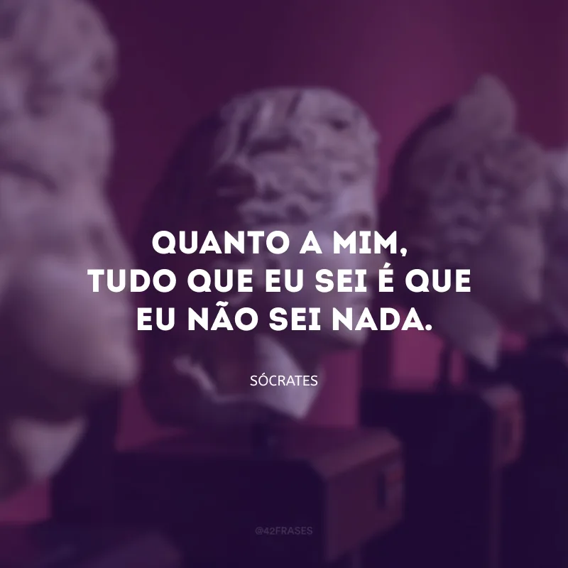 Quanto a mim, tudo que eu sei é que eu não sei nada.