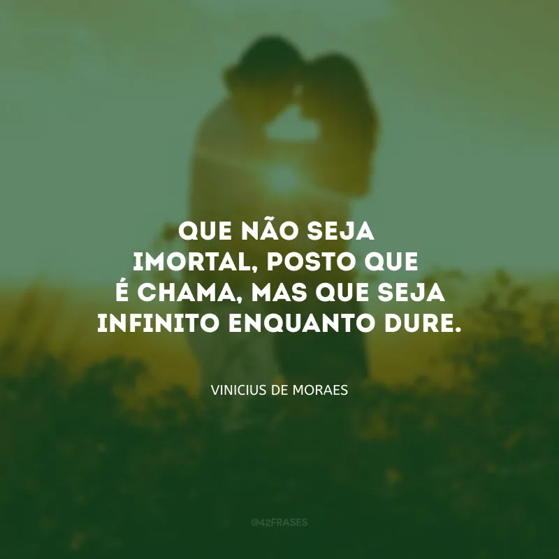 Que não seja imortal, posto que é chama, mas que seja infinito enquanto dure.