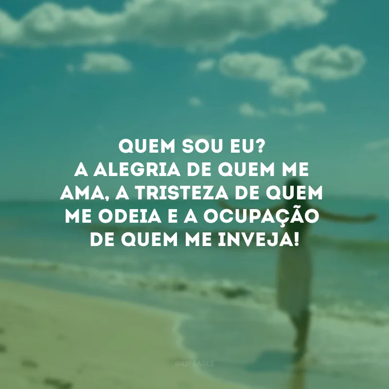 Quem sou eu? A alegria de quem me ama, a tristeza de quem me odeia e a ocupação de quem me inveja!