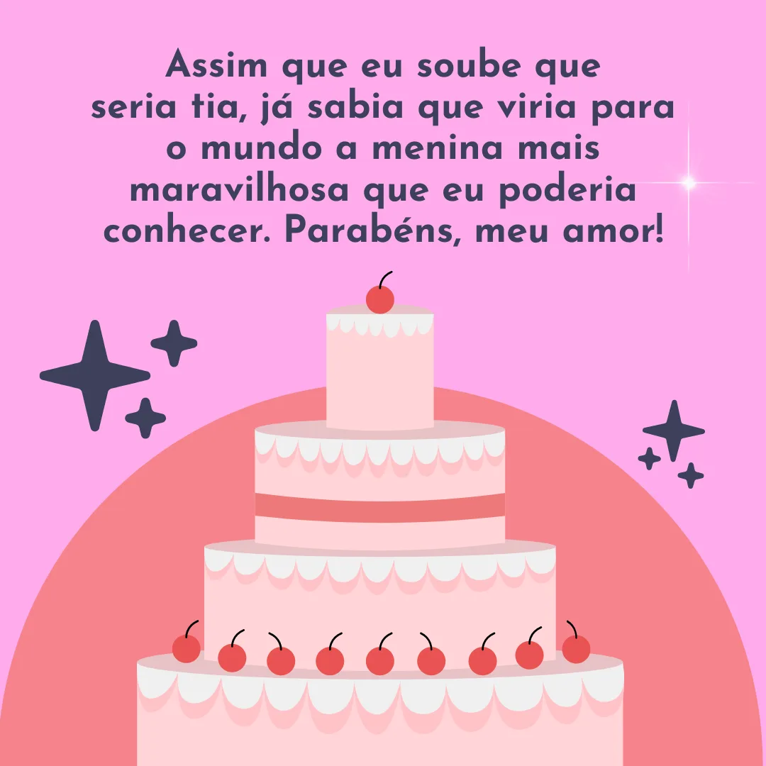 Assim que eu soube que seria tia, já sabia que viria para o mundo a menina mais maravilhosa que eu poderia conhecer. Parabéns, meu amor! Ter alguém como você para amar é o meu maior privilégio.