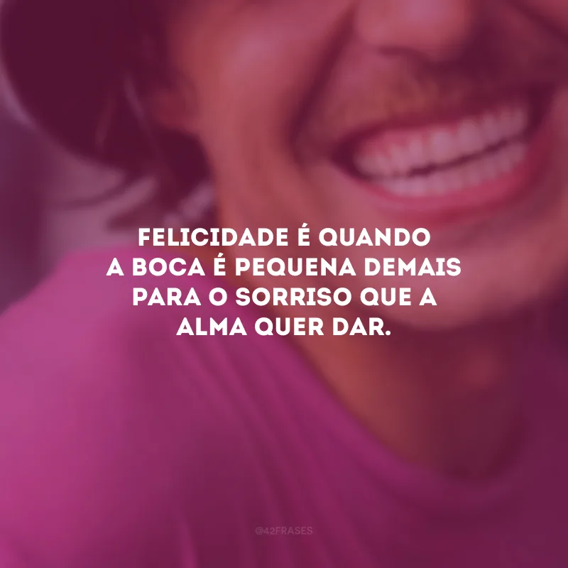Felicidade é quando a boca é pequena demais para o sorriso que a alma quer dar.
