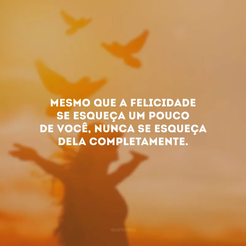Mesmo que a felicidade se esqueça um pouco de você, nunca se esqueça dela completamente.
