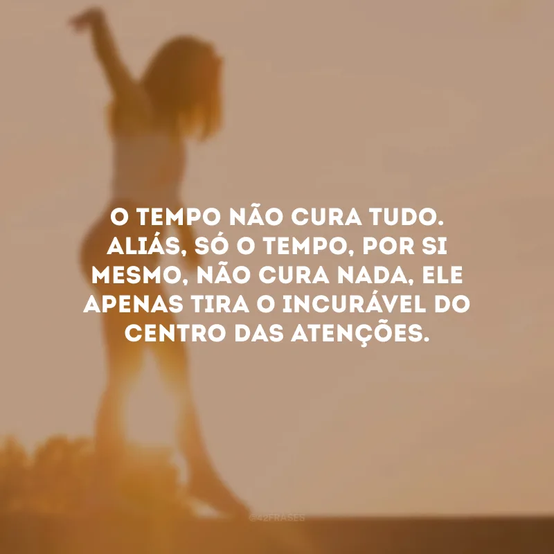 O tempo não cura tudo. Aliás, só o tempo, por si mesmo, não cura nada, ele apenas tira o incurável do centro das atenções.