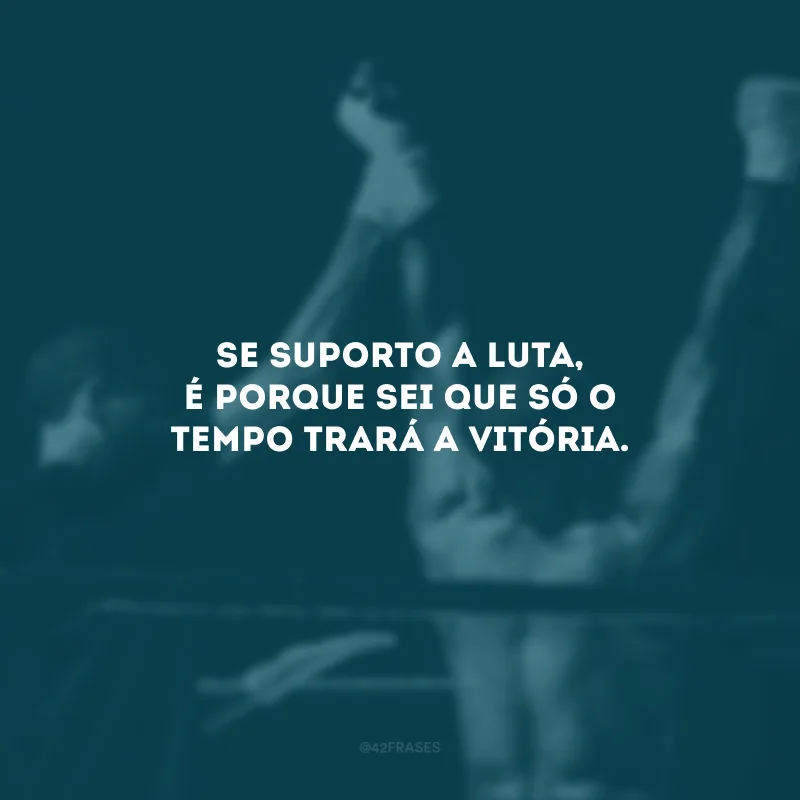 Se suporto a luta, é porque sei que só o tempo trará a vitória. 