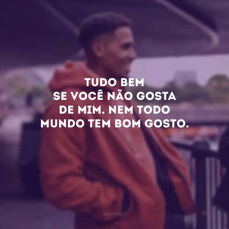 Tudo bem se você não gosta de mim. Nem todo mundo tem bom gosto. 