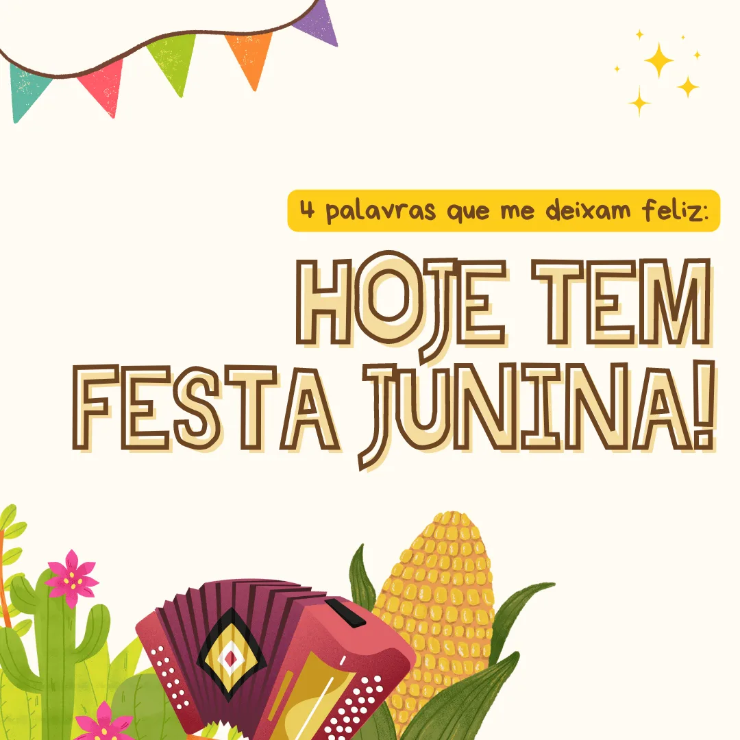 4 palavras que me deixam feliz: hoje tem Festa Junina!