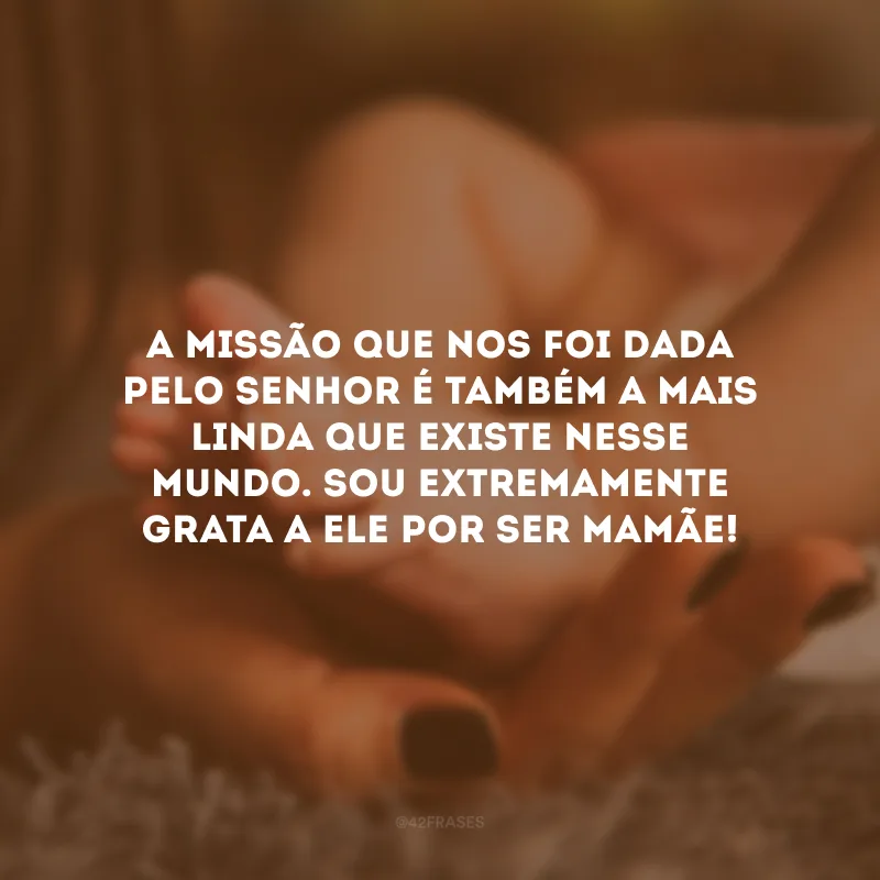 A missão que nos foi dada pelo Senhor é também a mais linda que existe nesse mundo. Sou extremamente grata a Ele por ser mamãe!
