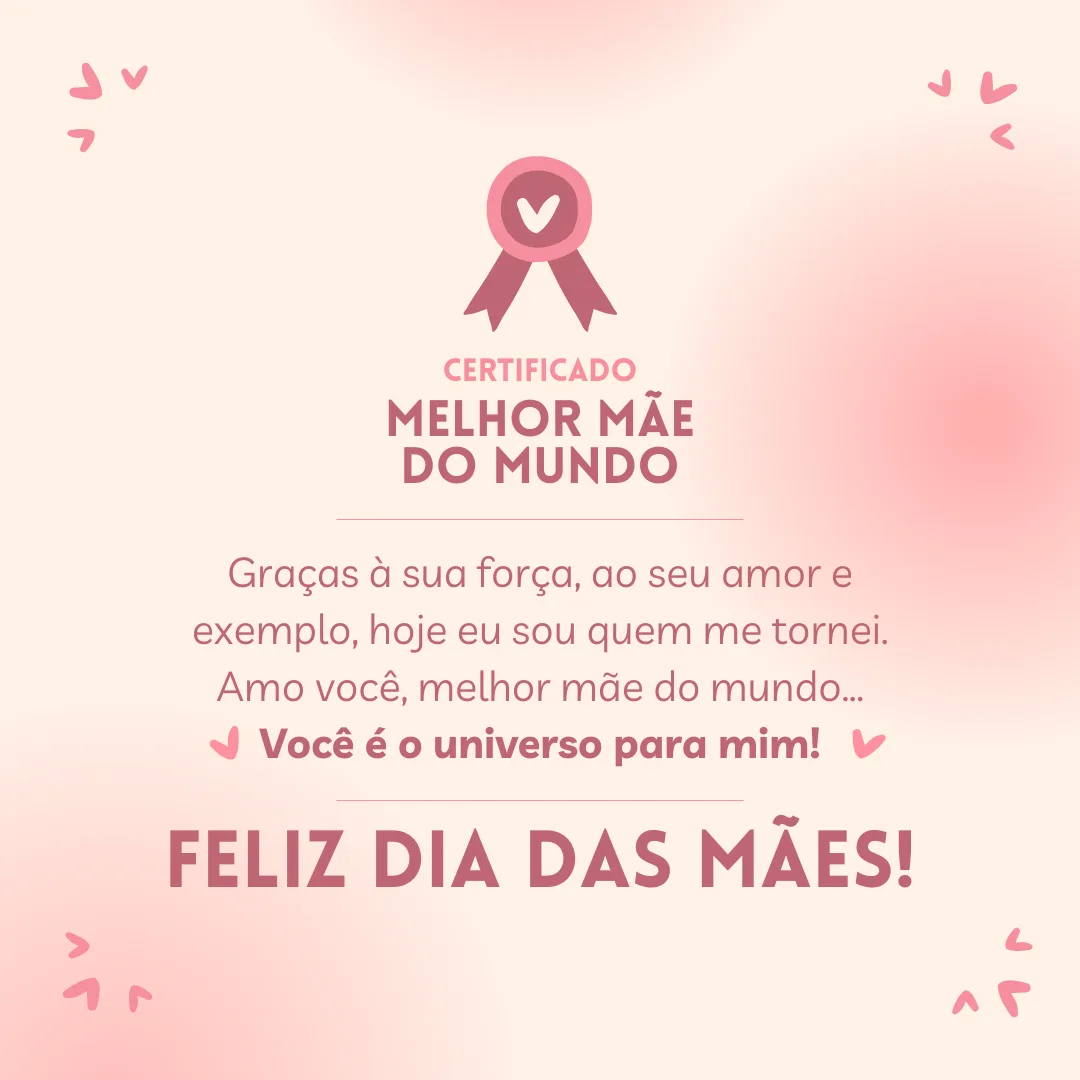 Um amor mais forte que tudo, mais obstinado que tudo, mais duradouro que tudo, é somente o amor de mãe. Você é tudo para mim, razão da minha existência! Feliz Dia das Mães.