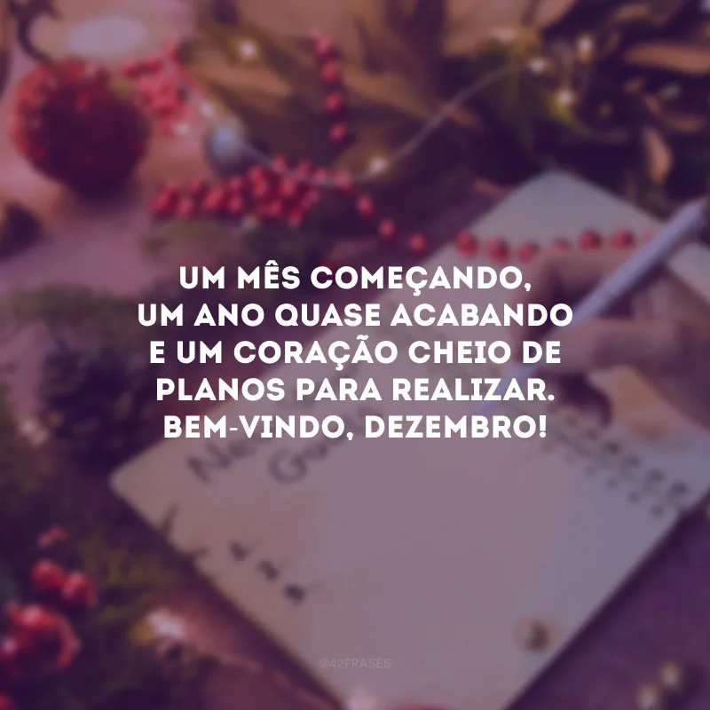 Um mês começando, um ano quase acabando e um coração cheio de planos para realizar. Bem-vindo, dezembro!