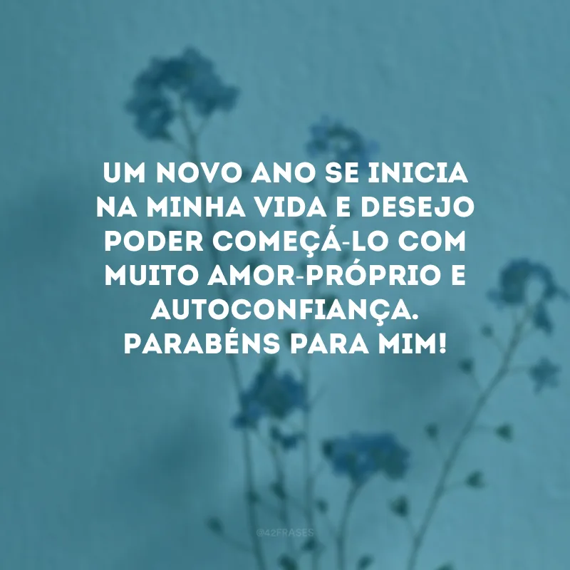 Um novo ano se inicia na minha vida e desejo poder começá-lo com muito amor-próprio e autoconfiança. Parabéns para mim! 