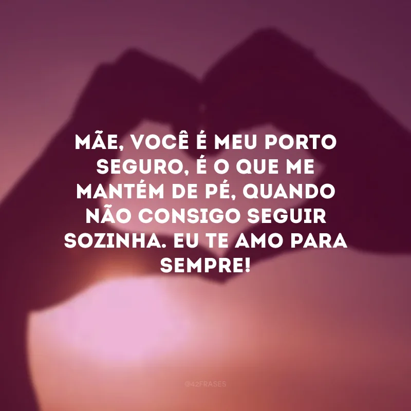 Mãe, você é meu porto seguro, é o que me mantém de pé, quando não consigo seguir sozinha. Eu te amo para sempre! 