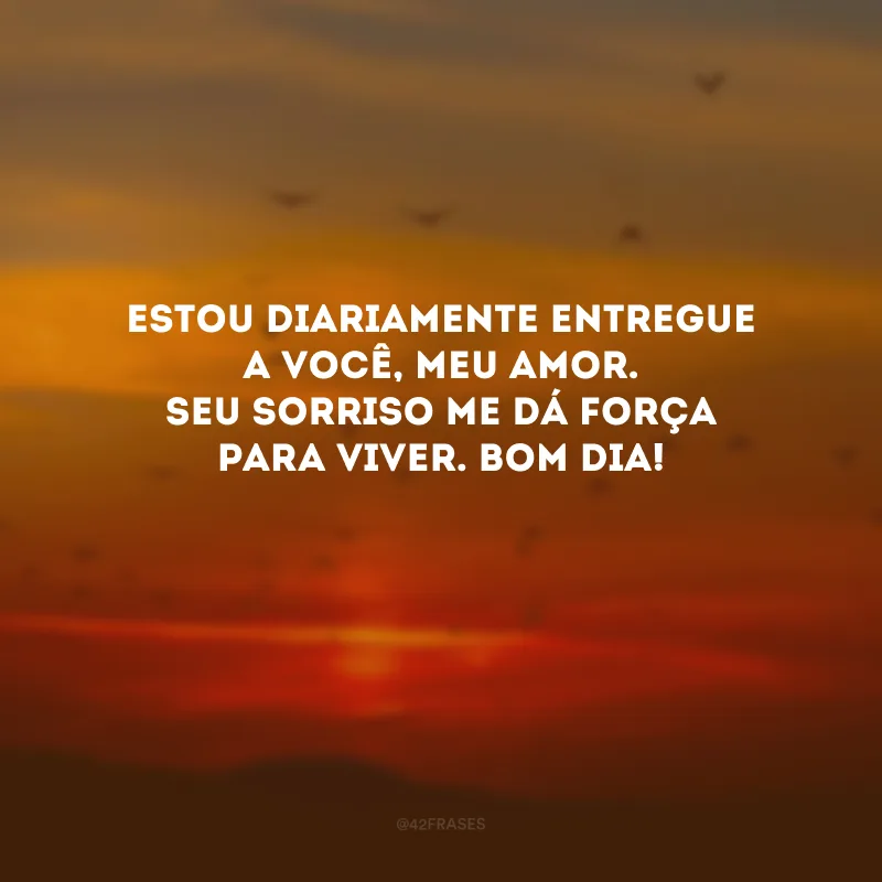 Estou diariamente entregue a você, meu amor. Seu sorriso me dá força para viver. Bom dia! 