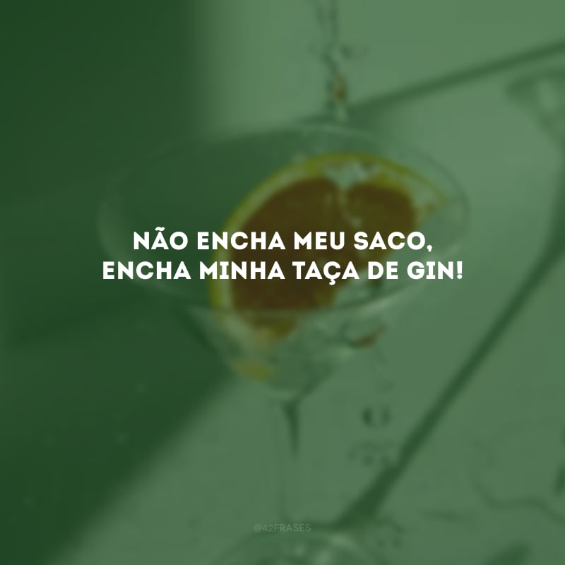 Não encha meu saco, encha minha taça de gin!
