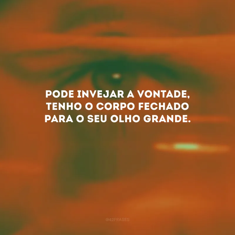 Pode invejar a vontade, tenho o corpo fechado para o seu olho grande. 