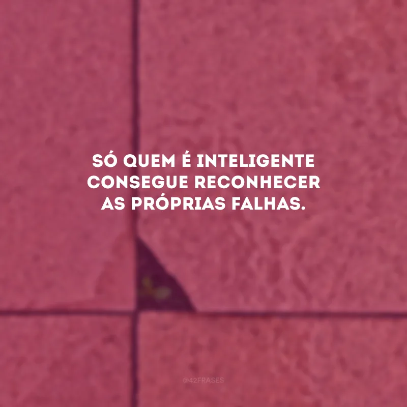 Só quem é inteligente consegue reconhecer as próprias falhas. 