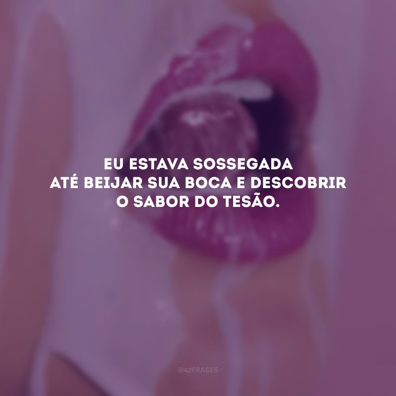 Eu estava sossegada até beijar sua boca e descobrir o sabor do tesão. 