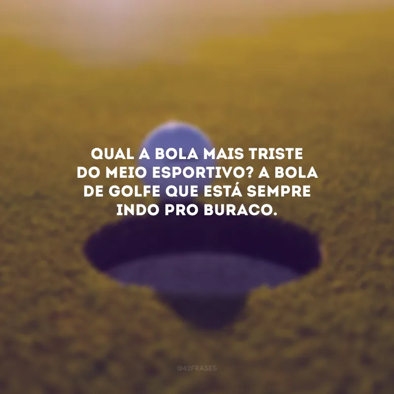 Qual a bola mais triste do meio esportivo? A bola de golfe que está sempre indo pro buraco. 
