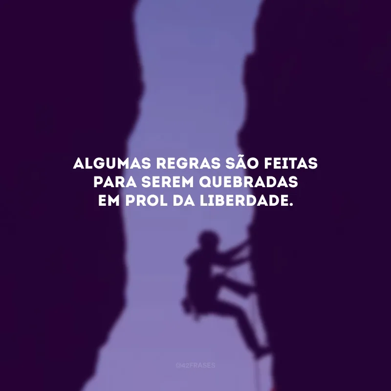 Algumas regras são feitas para serem quebradas em prol da liberdade. 
