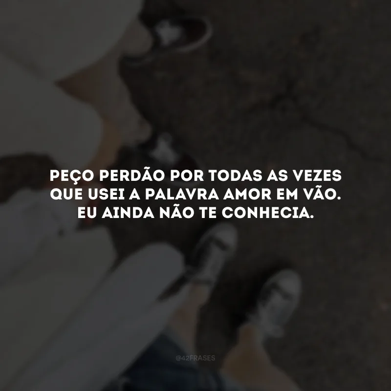 Peço perdão por todas as vezes que usei a palavra amor em vão. Eu ainda não te conhecia.